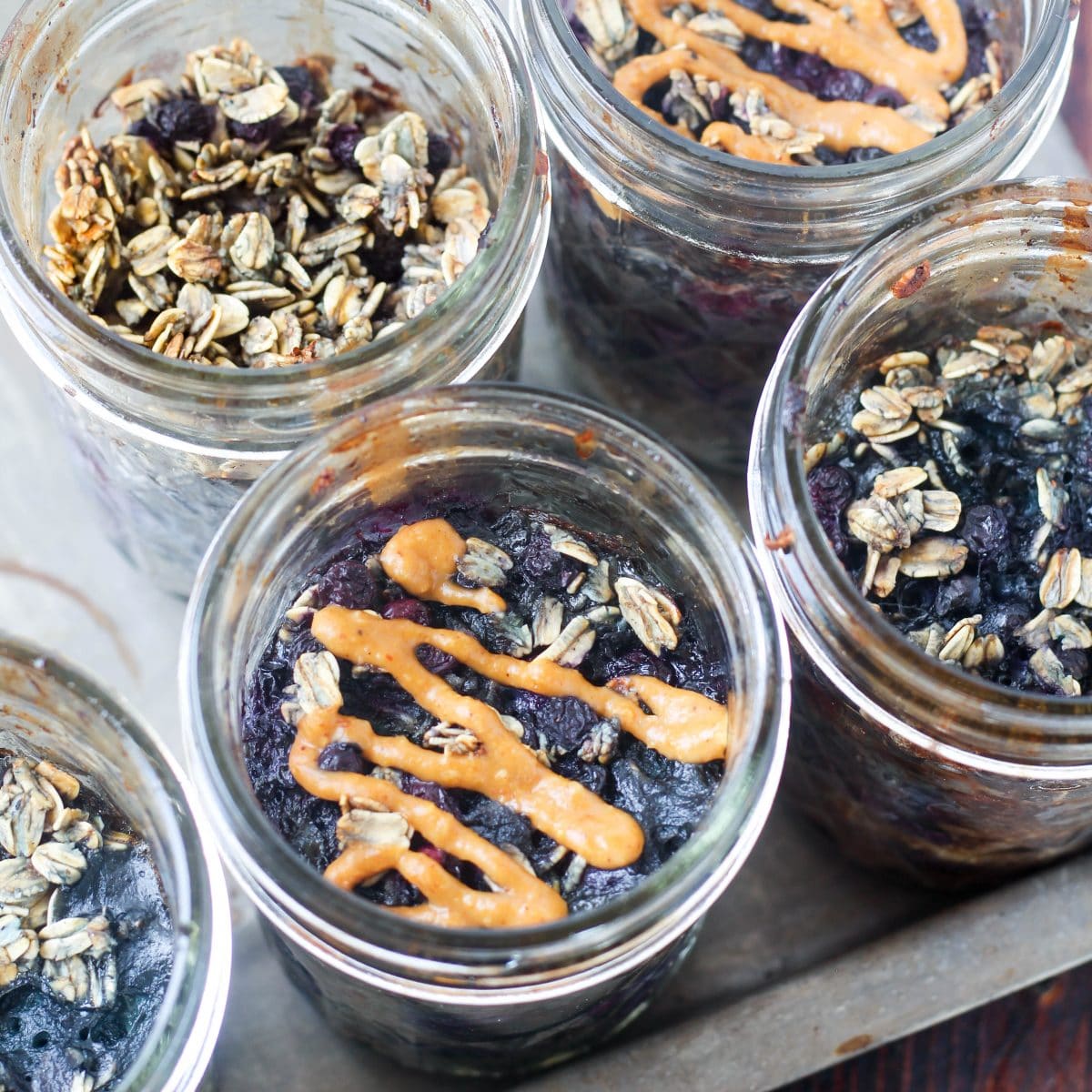 Mason Jar Blueberry Baked Oatmeal - Gluten Free, Healthy (Vegan option)