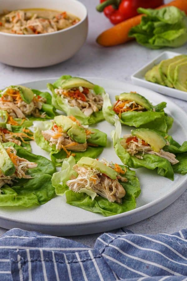 Slow Cooker Thai Chicken Lettuce Wraps - Hungry Hobby