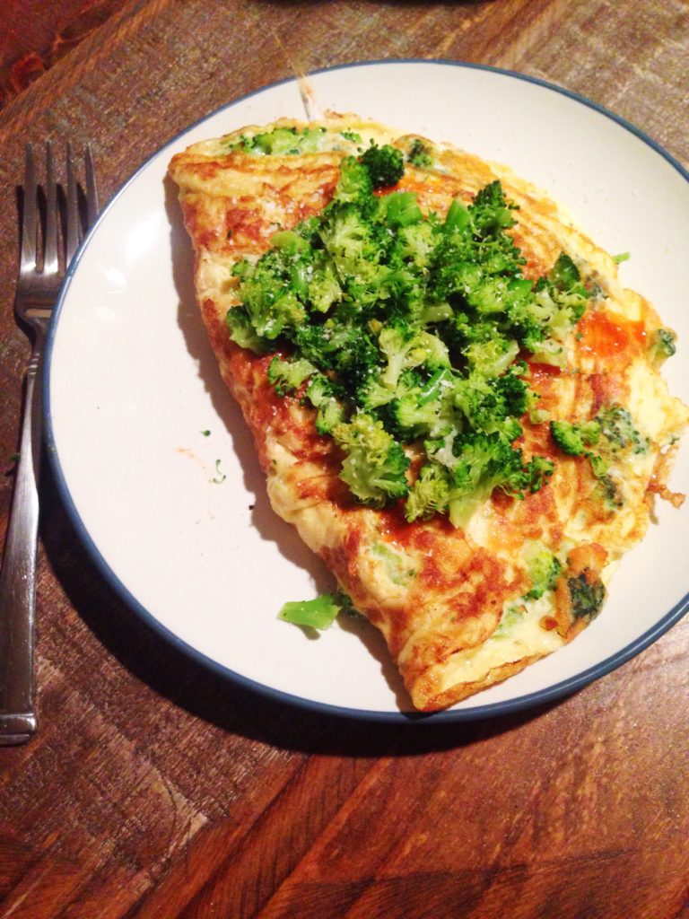 shrimp and broccoli omelet
