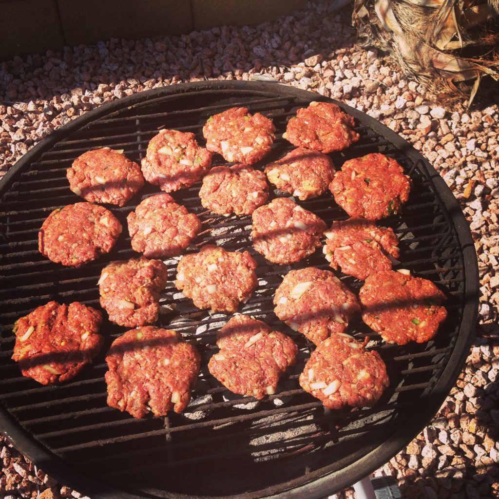 bison burgers on grill