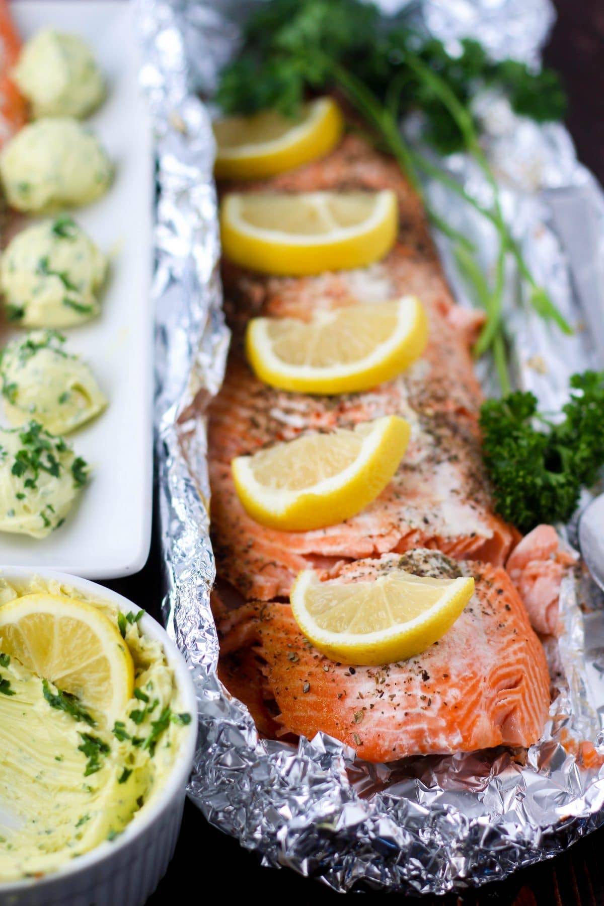Baked Garlic Dill Salmon with Lemon Herb Butter
