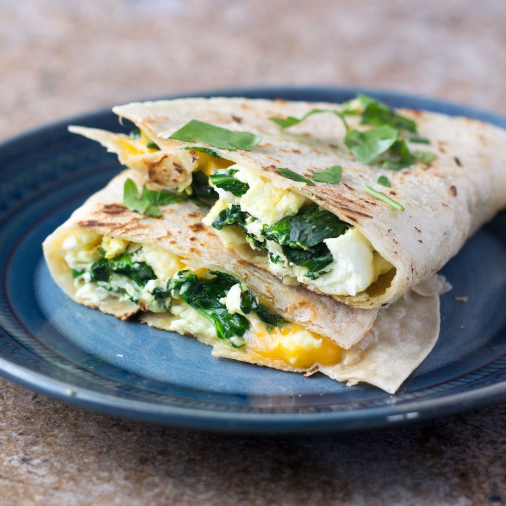 healthy-spinach-cheddar- breakfast-quesadilla-recipe
