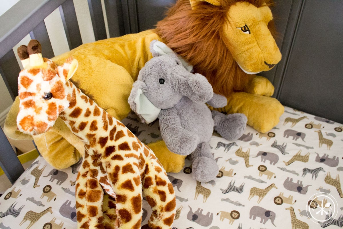 Safari Nursery Crib & Stuffed Animals