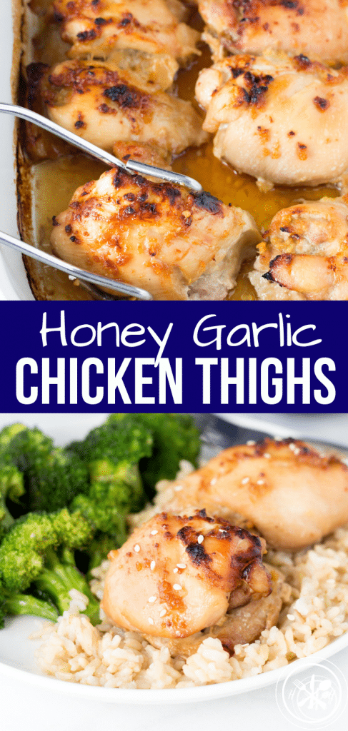 Baked Honey Garlic Chicken Thighs - Hungry Hobby