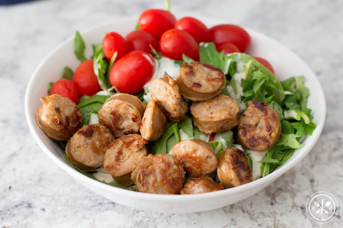 sausage salad with tahini dressing-1