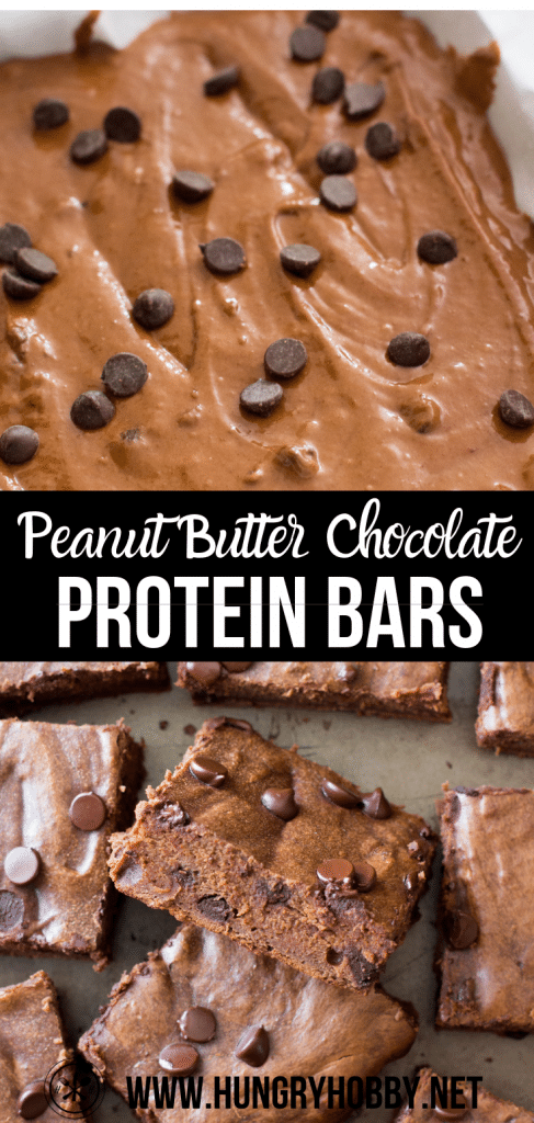 Homemade Peanut Butter Chocolate Protein Bars - Hungry Hobby