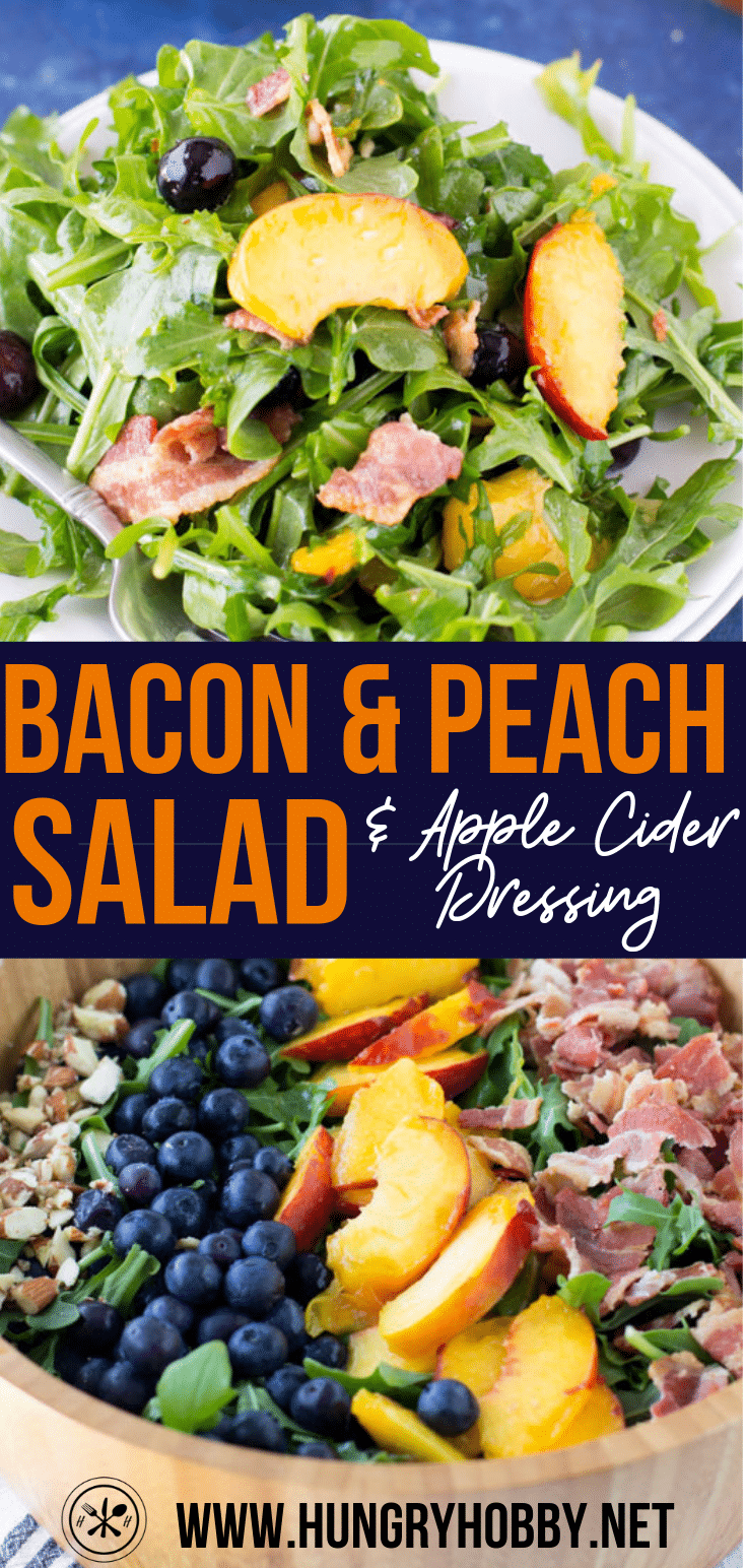 bacon and peach salad with apple cider vinaigrette dressing