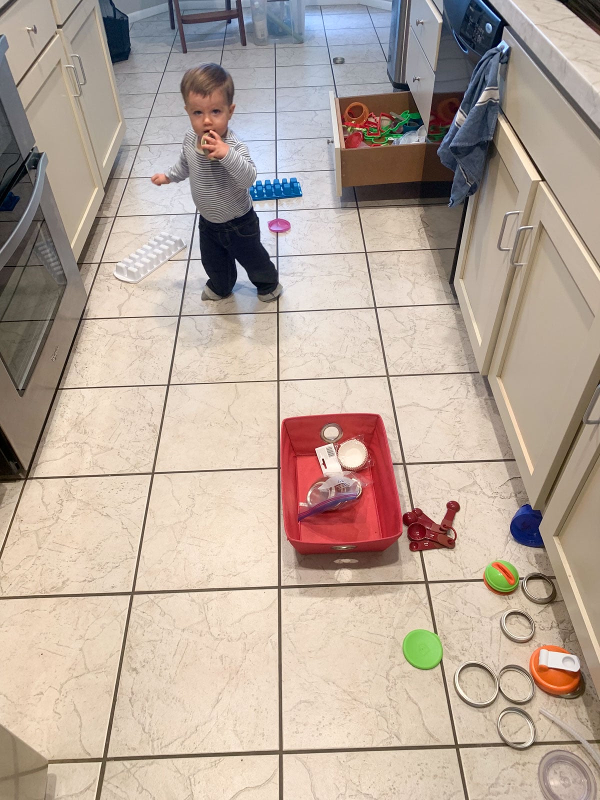 12 month old baby in kitchen