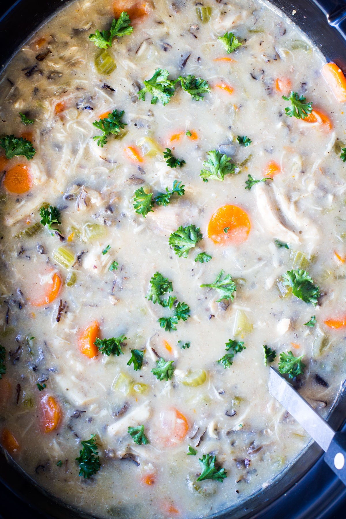 Slow Cooker Creamy Chicken and Wild Rice Soup