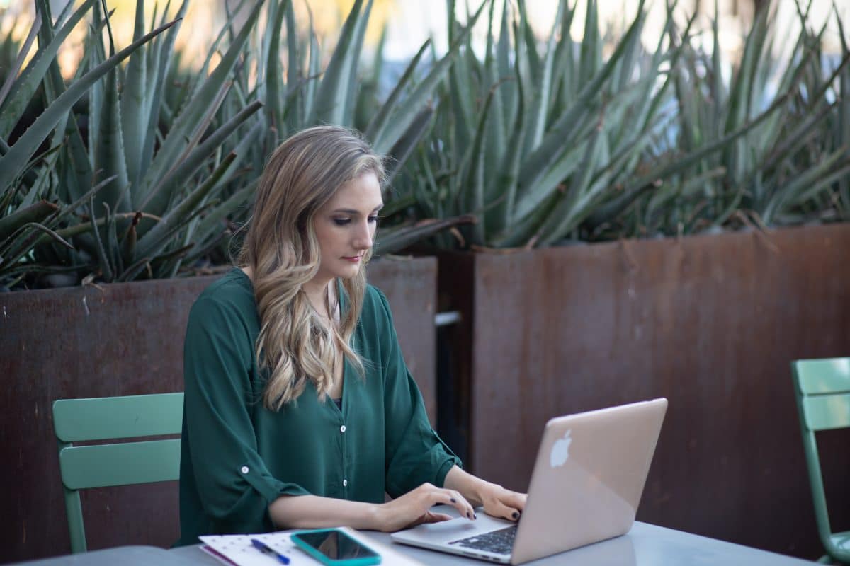 girl working at a computer