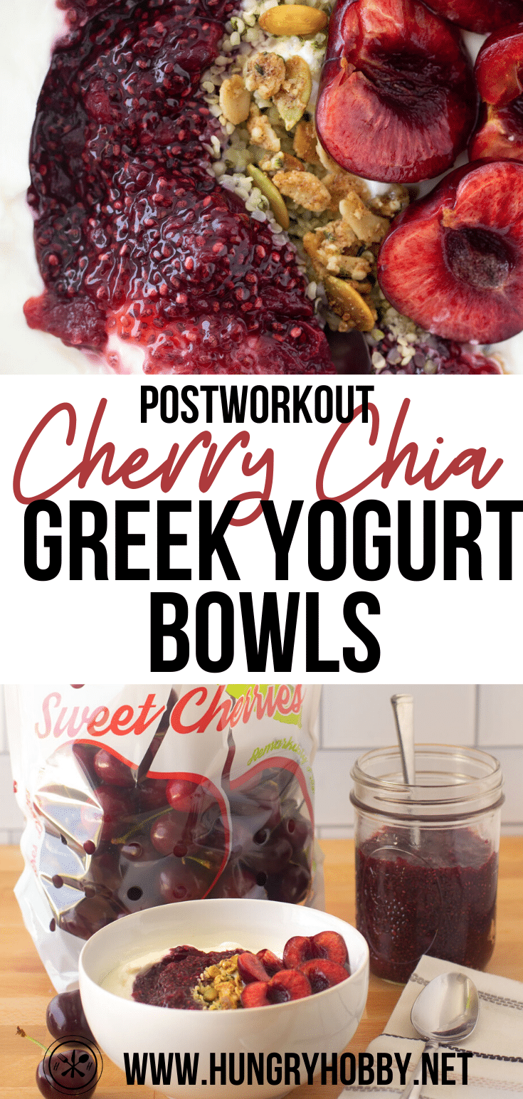 cherry chia jam post workout greek yogurt bowls