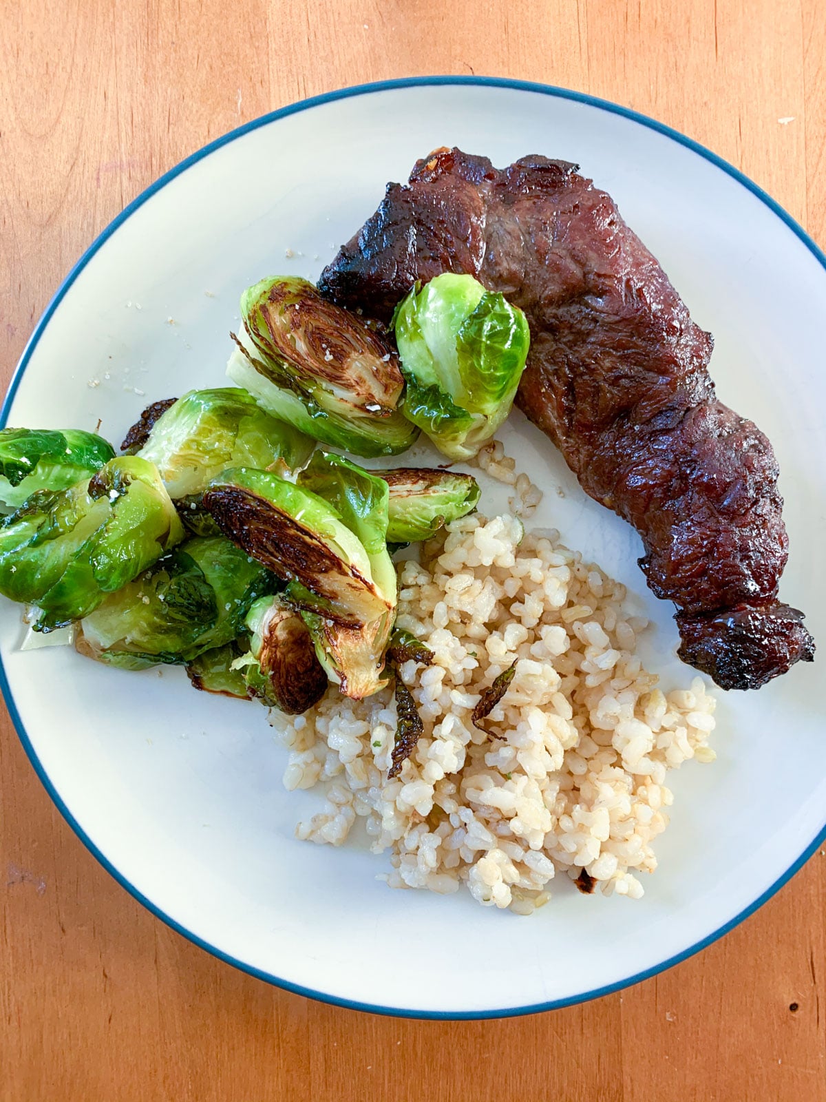 steak brussle sprouts brown rice