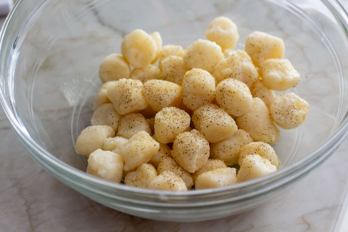 defrosted air fryer gnocchi prep