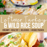 turkey and wild rice soup PIN image