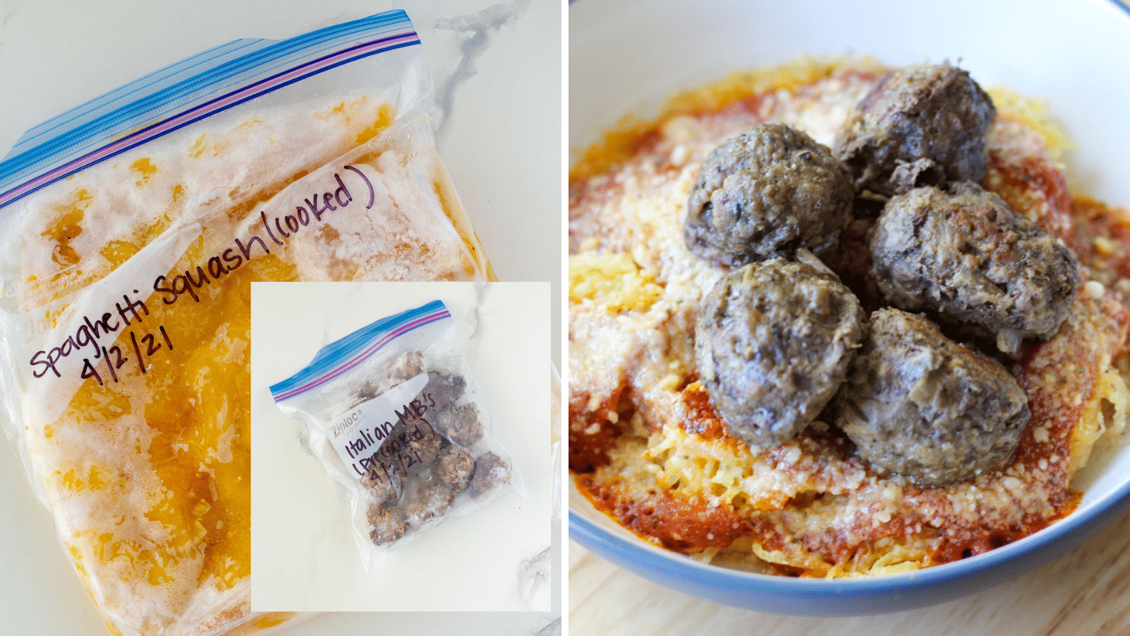 freezer sapghetti squash and meatballs