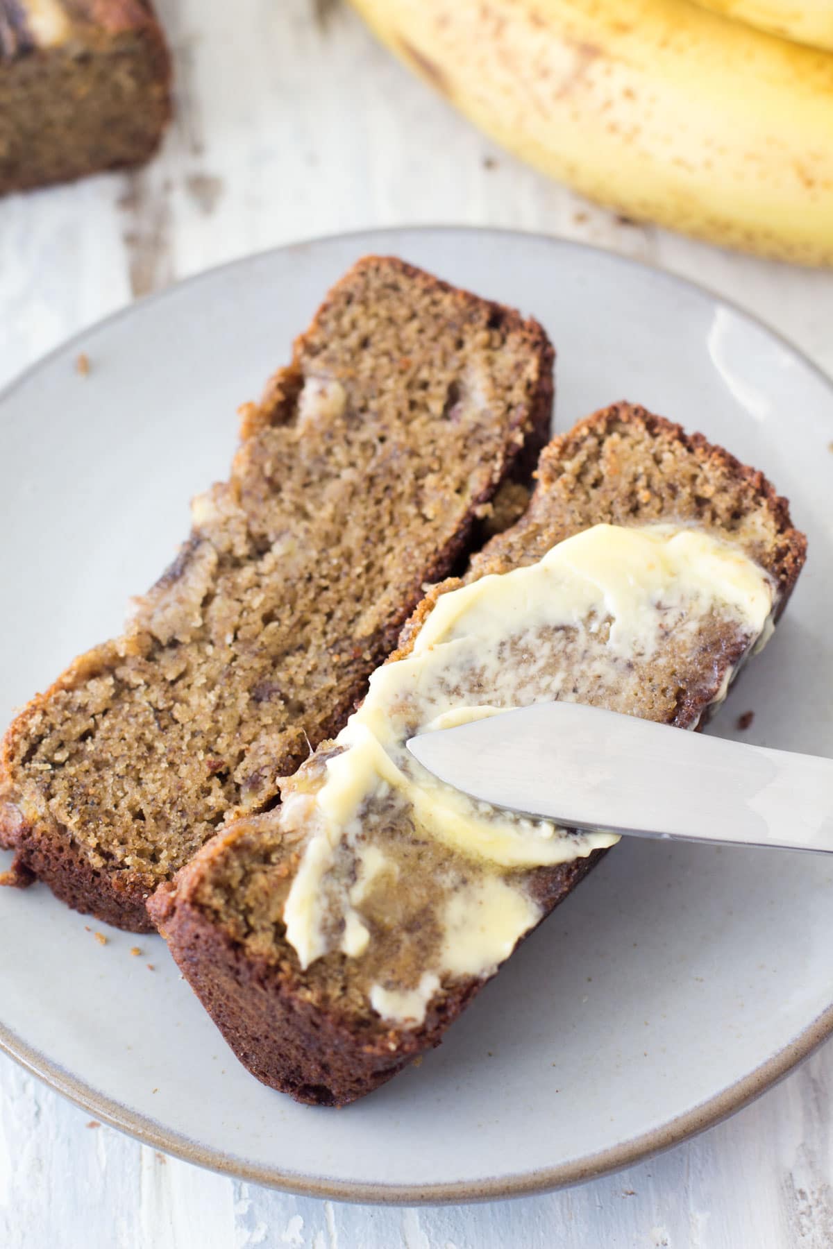 almond flour banana bread with butter