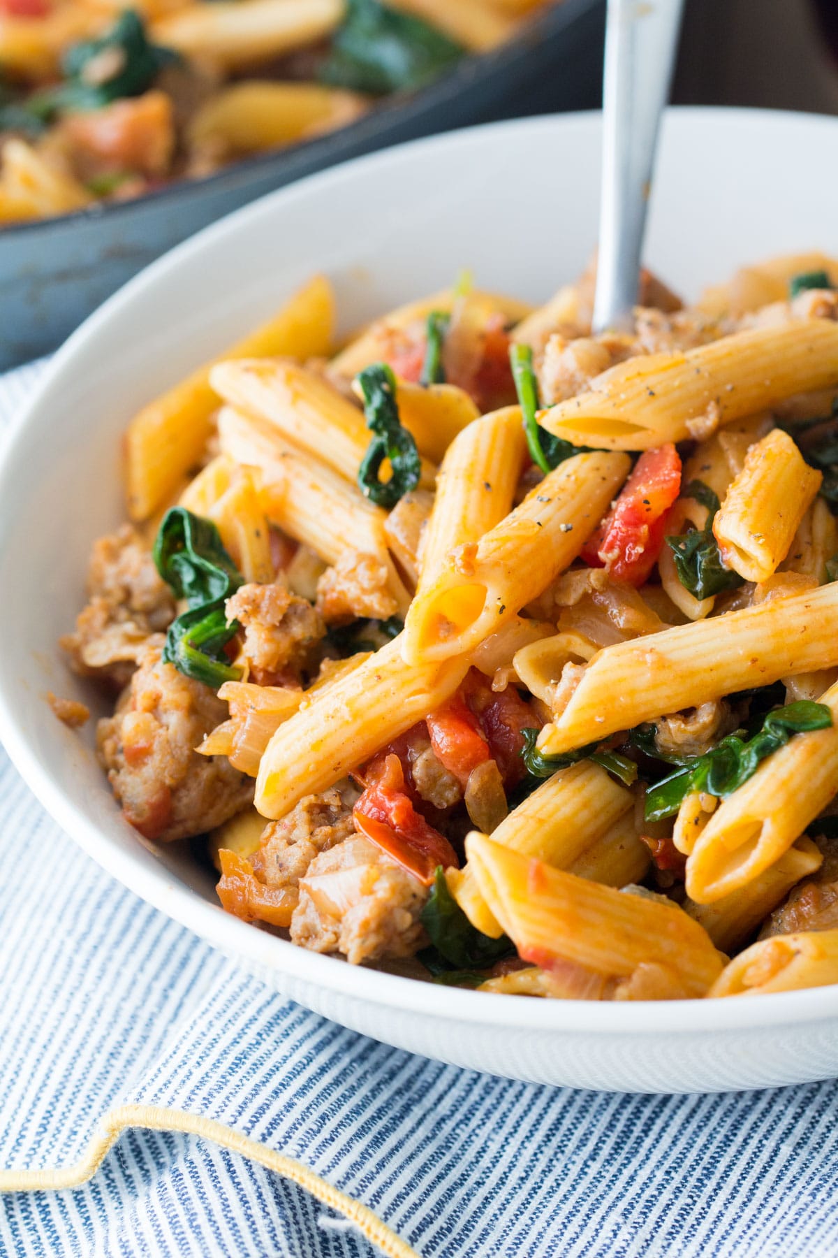 Sausage with Pasta and Spinach 
