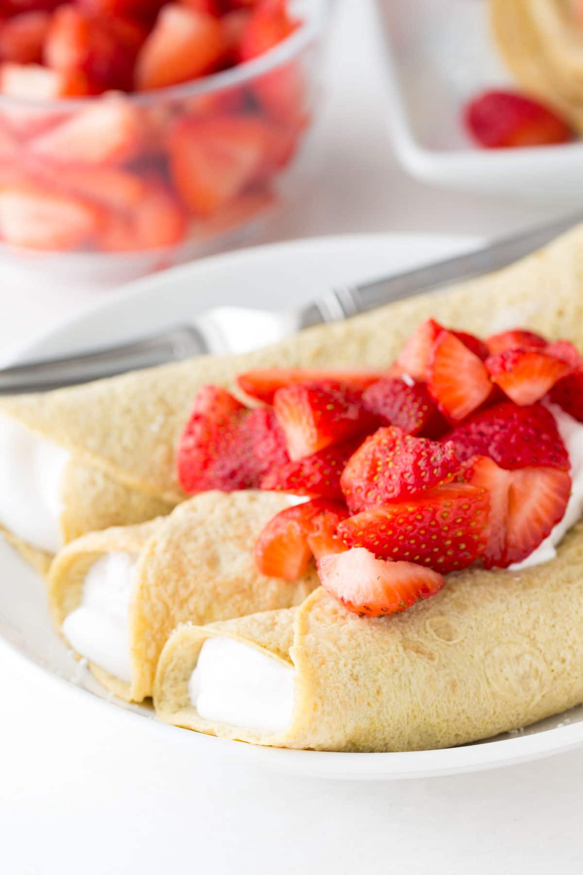 Oat flour Crepes Strawberries and Creme