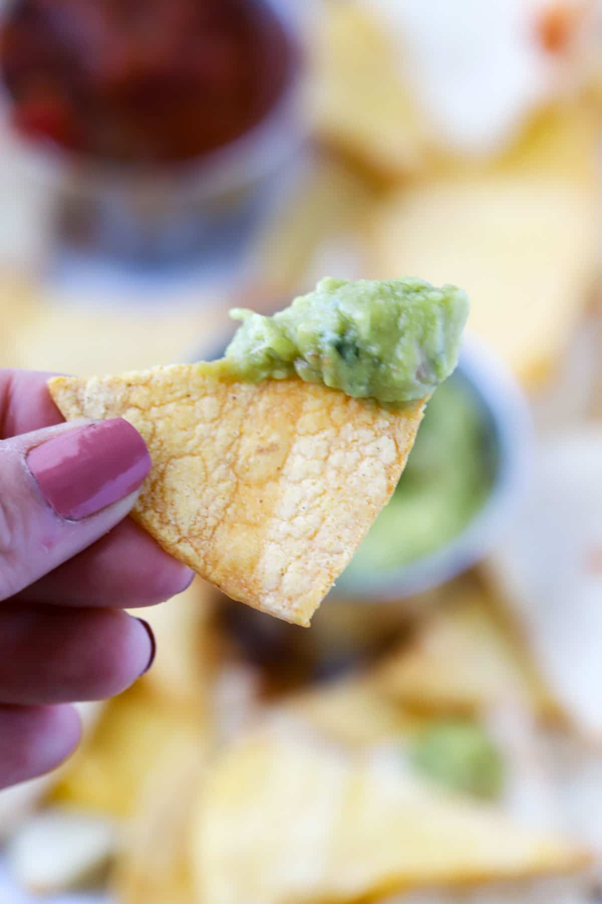 air fryer tortilla chip with guac