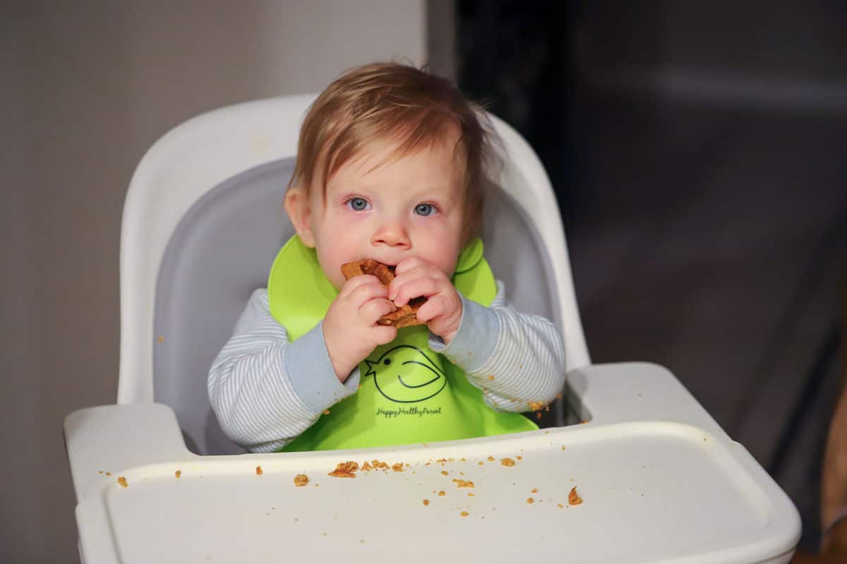 baby eating baby waffle 