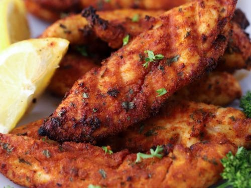 Unbreaded chicken tenders in air clearance fryer