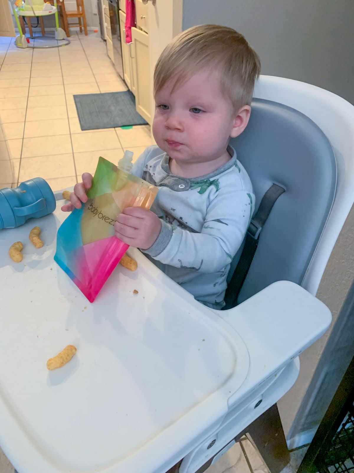 11 month old eating applesauce