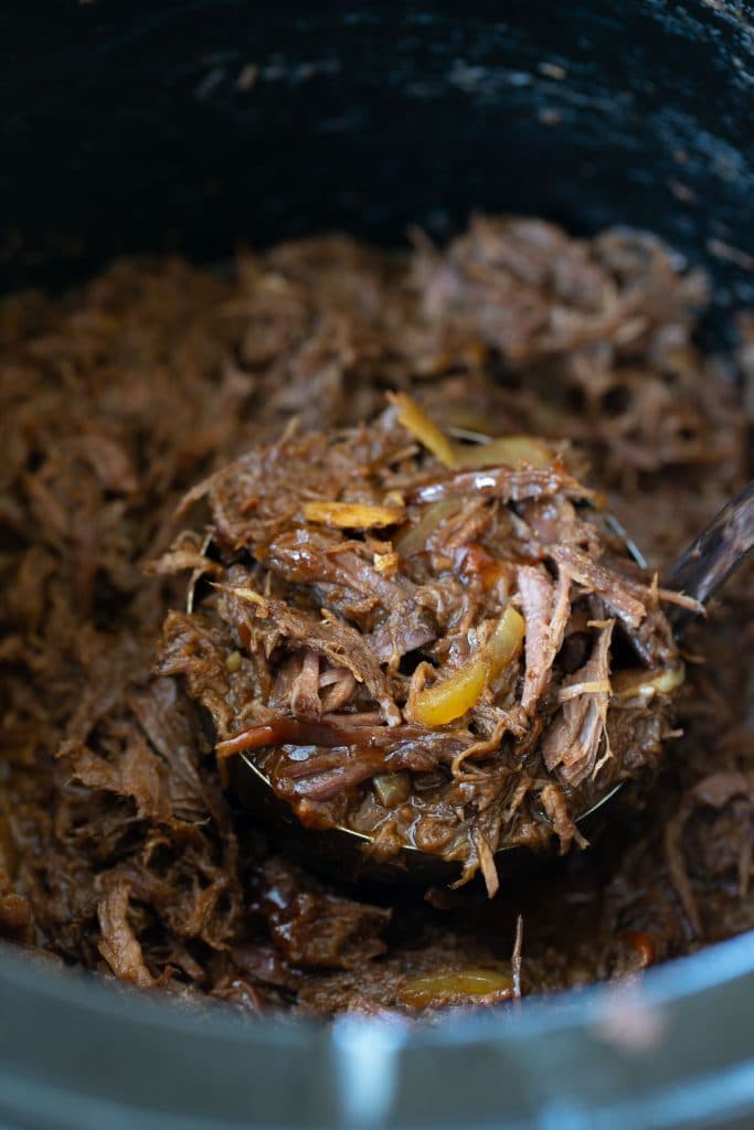 Easy Slow Cooker Shredded BBQ Beef - Hungry Hobby