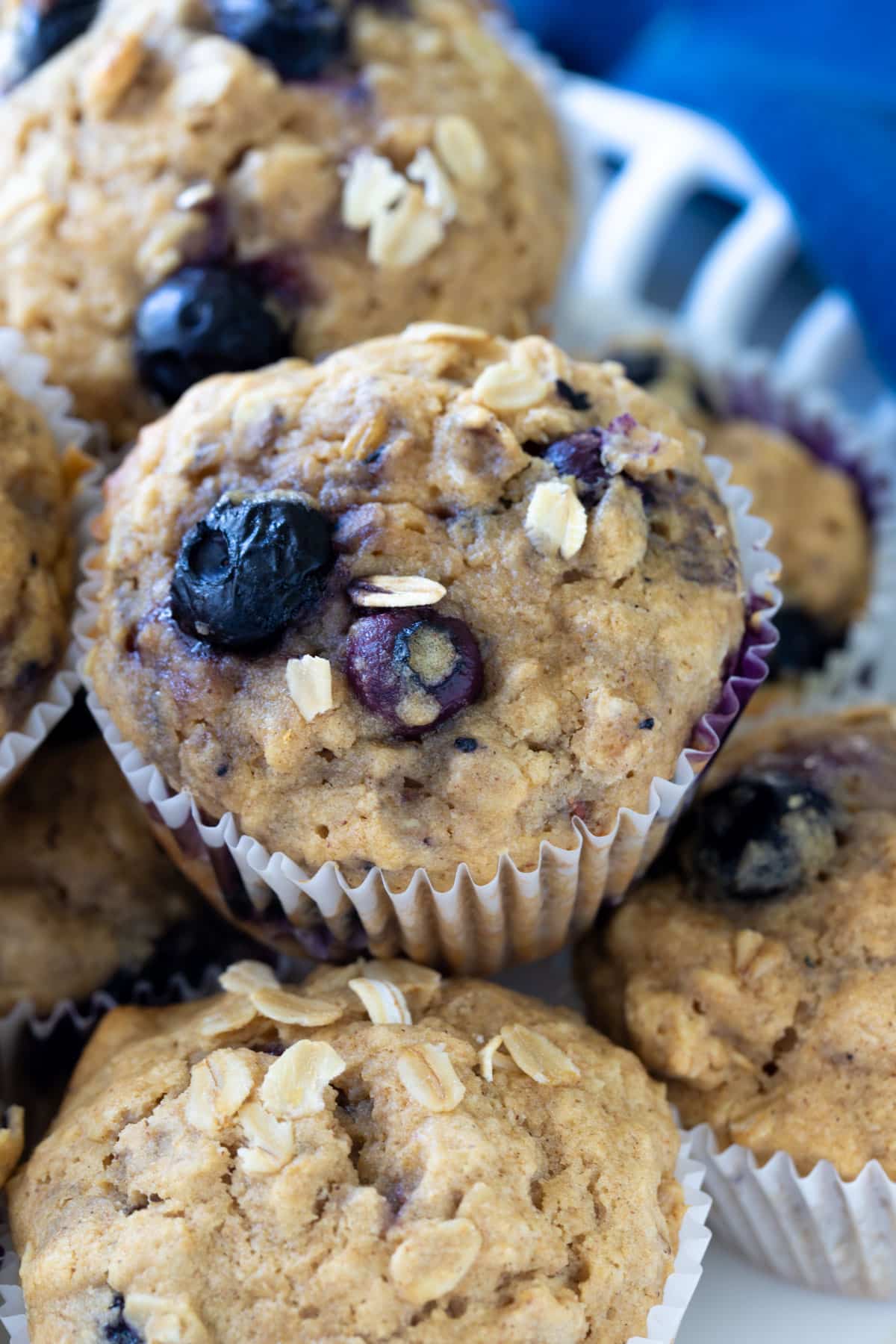 healthy blueberry muffins with oatmeal