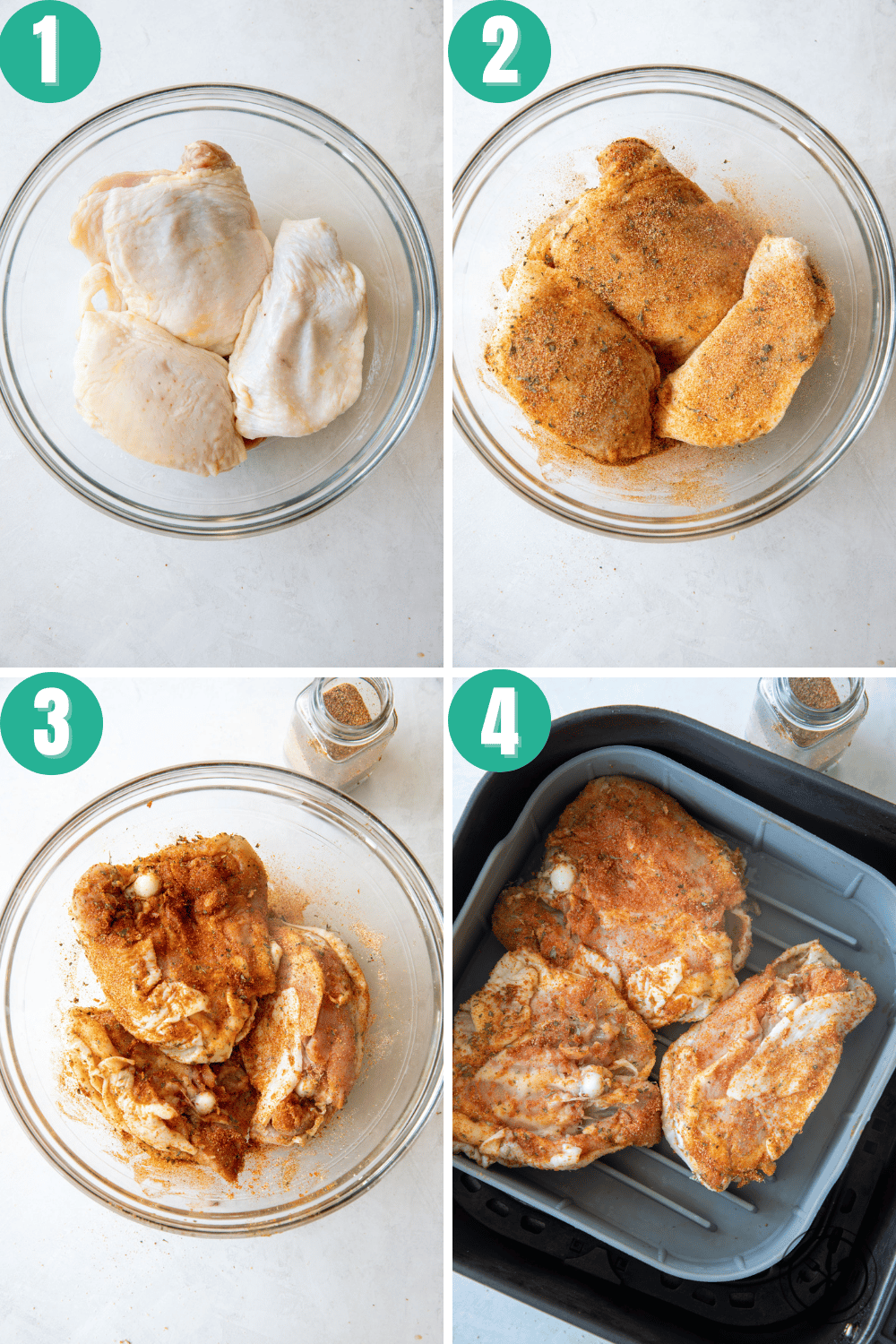 how to make air fryer bone in chicken thighs photo collage