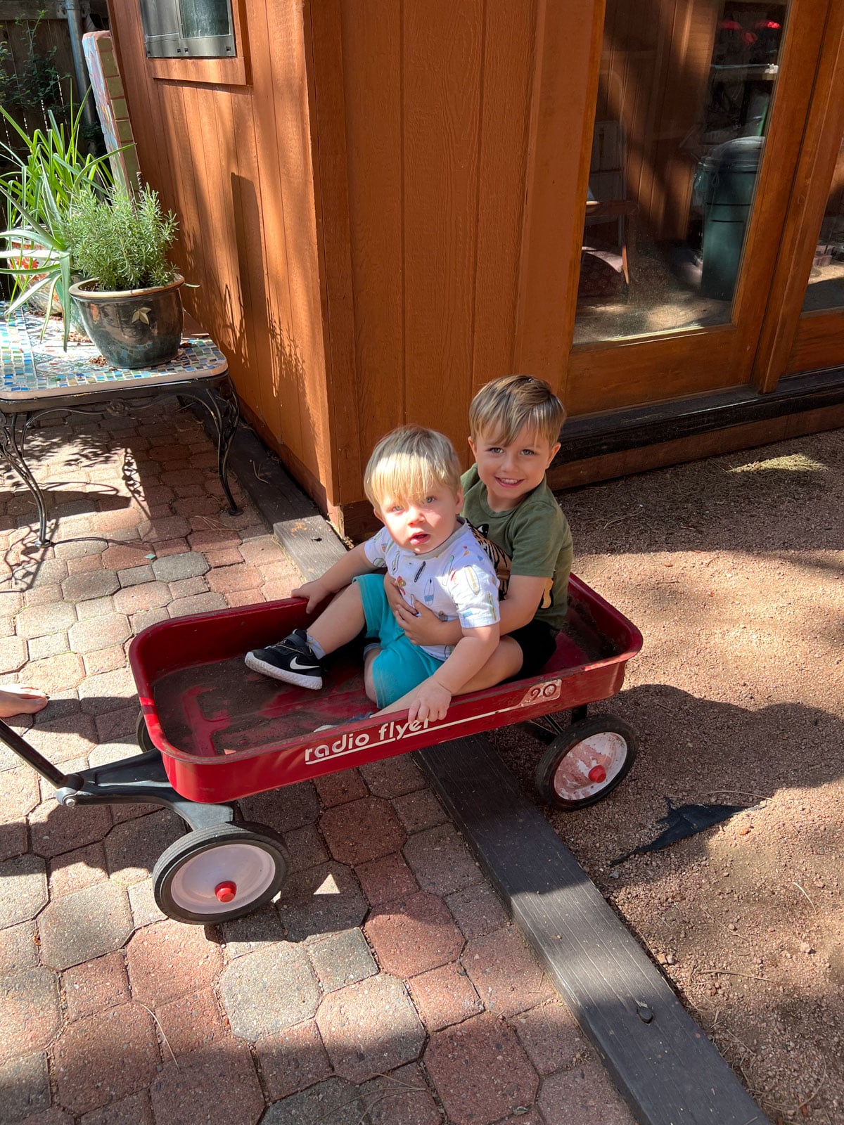 brothers in wagon