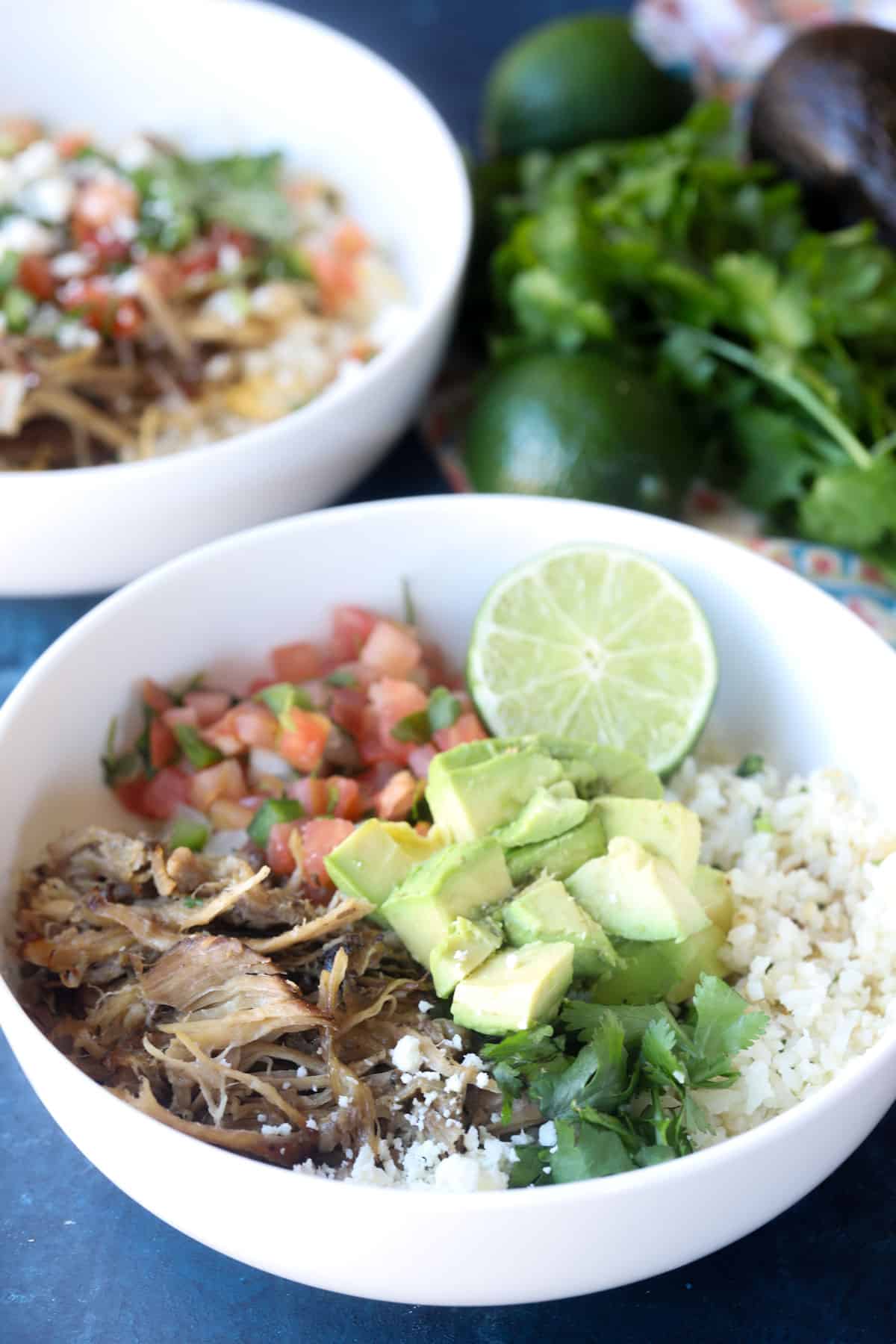 carnitas rice bowls