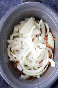 layer in onions slow cooker chicken fajitas